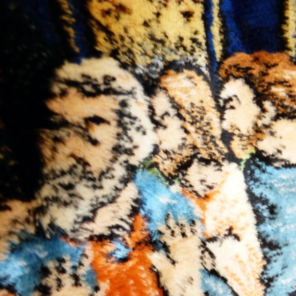 VTG Tapestry wall hanging rug The Last Supper made in Italy W.P.L. plush 39x19.5 - Picture 8 of 9